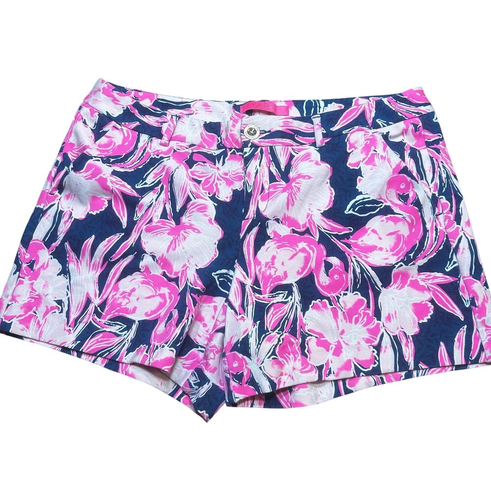 Lilly Pulitzer Callahan knit shorts sz 10 Iny Navy Flamingle Shorts